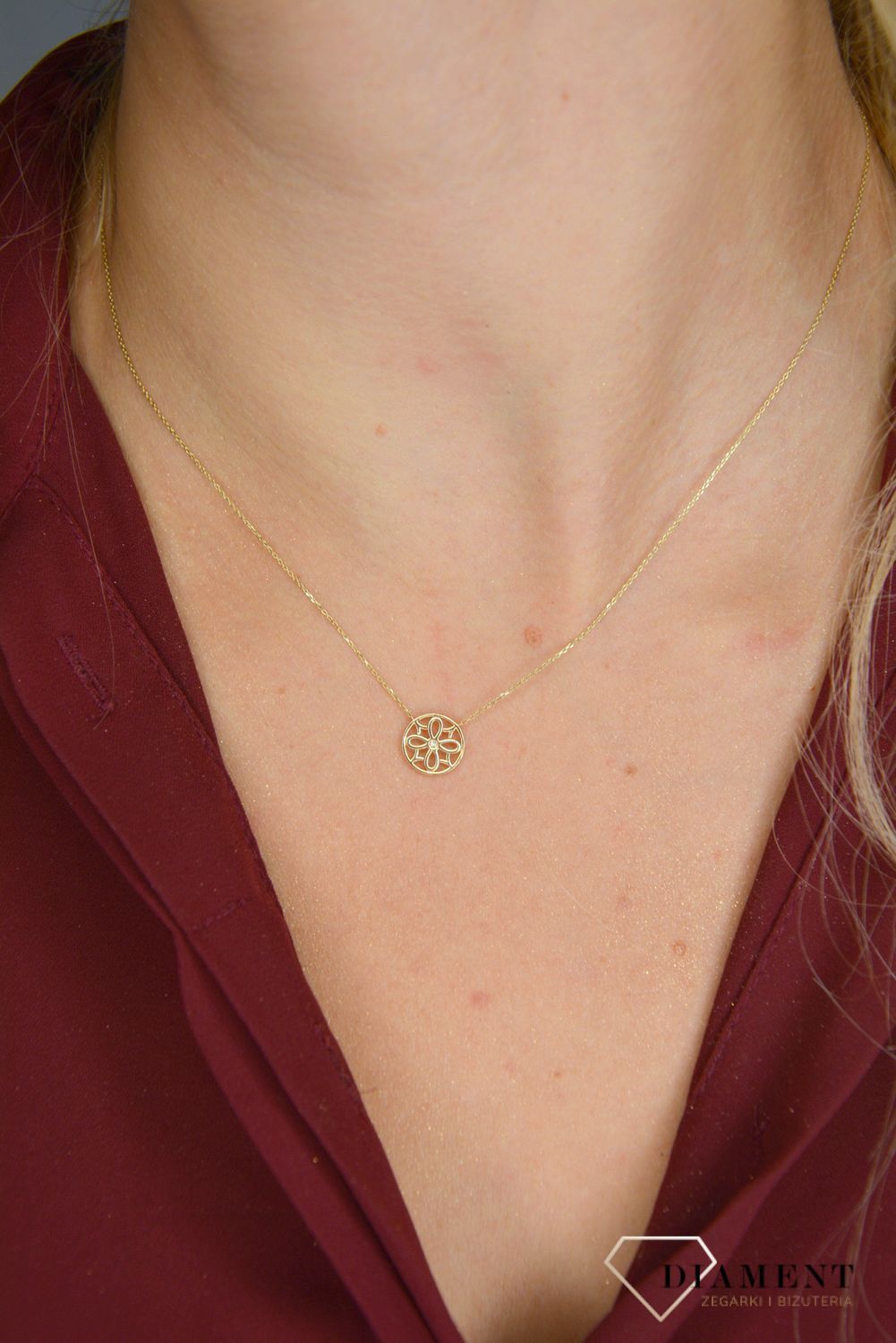 Złoty naszyjnik 'ażurowe kółko z brylantem' 0660073516v.jpg